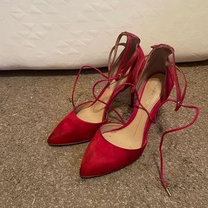 Red lace heels